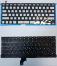 Клавиатура для ноутбука Apple MacBook A1502 чёрная, плоский Enter, с подсветкой