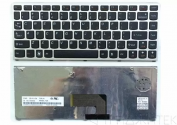 Клавиатура для ноутбука Lenovo IdeaPad U460, U460A, U460S чёрная, рамка серебряная
