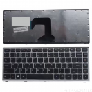 Клавиатура для ноутбука Lenovo IdeaPad S410, U430 черная, верхняя панель в сборе (серебряная)