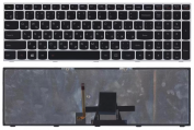 Клавиатура для ноутбука Lenovo IdeaPad G50-70, G50-30 черная с серой рамкой c подсветкой