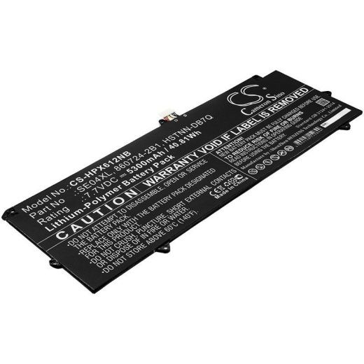 Аккумулятор CameronSino CS-HPX612NB для ноутбука HP Pro Tablet x2 612 G2, 7.7В, 5300 мАч, 40.81 Вт, Li-Polymer, черный