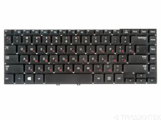 Клавиатура для ноутбука Samsung 350V4C, NP350V4C, 355V4C, NP355V4C, черная без рамки, горизонтальный Enter
