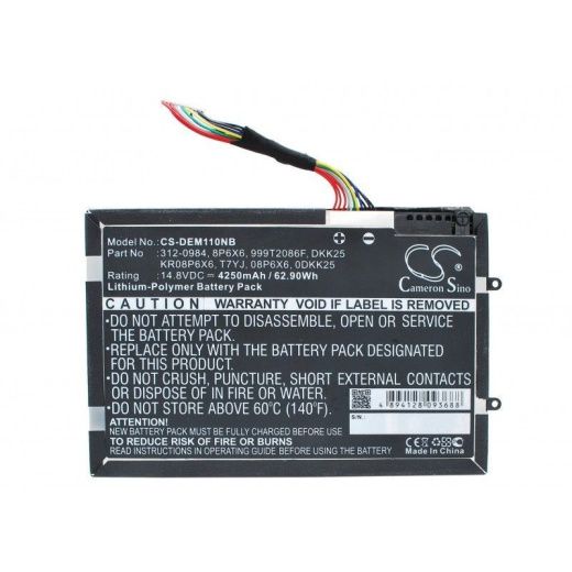 Аккумулятор CameronSino CS-DEM110NB для ноутбука Dell Alienware M11x, Alienware M11xR2, 14.8В, 4250 мАч, 62.9 Вт, Li-Polymer, черный