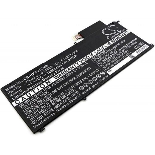 Аккумулятор CameronSino CS-HPS212NB для ноутбука HP 12-A001DX, Spectre 12-a000 x2, 11.4В, 3650 мАч, 41.61 Вт, Li-Polymer, черный