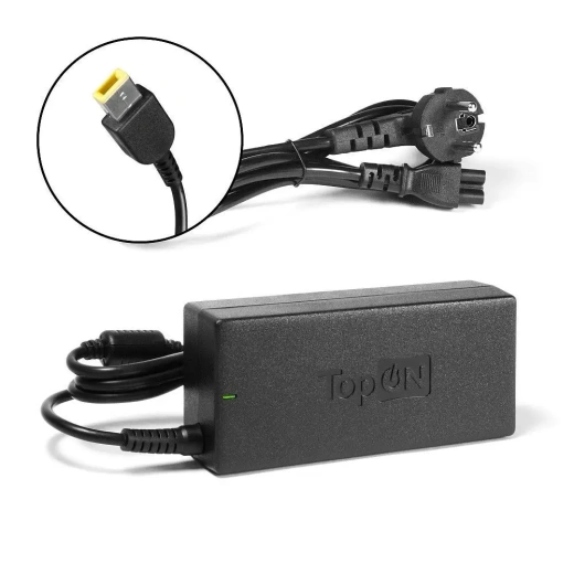 Блок питания (зарядное) TopON TOP-LT15 для ноутбуков Lenovo, 20 В, 4.5 А, прямоугольный штекер