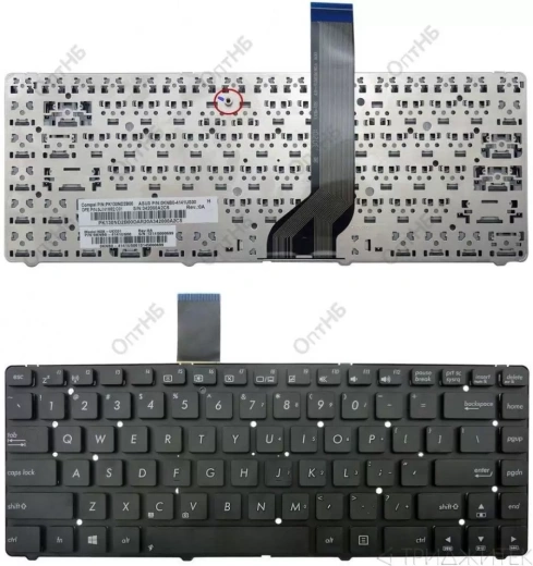 Клавиатура для ноутбука Asus A45, K45A, U44, A85, R400 чёрная, без рамки