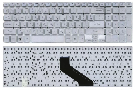 Клавиатура для ноутбука Gateway NV55S, NV57H, NV75S, NV77H, TS45 silver