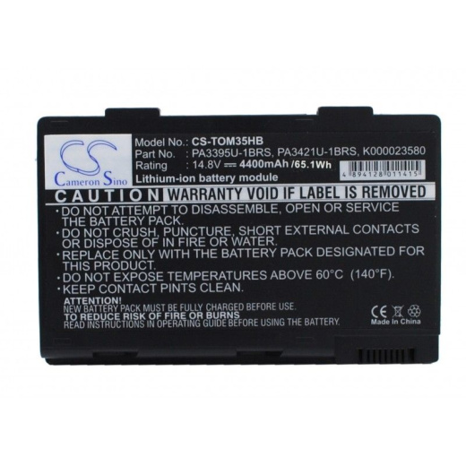 Аккумулятор CameronSino CS-TOM35HB для ноутбука Toshiba Satellite M30X, Satellite M30X-104, 14.8В, 4400 мАч, Li-ion, черный