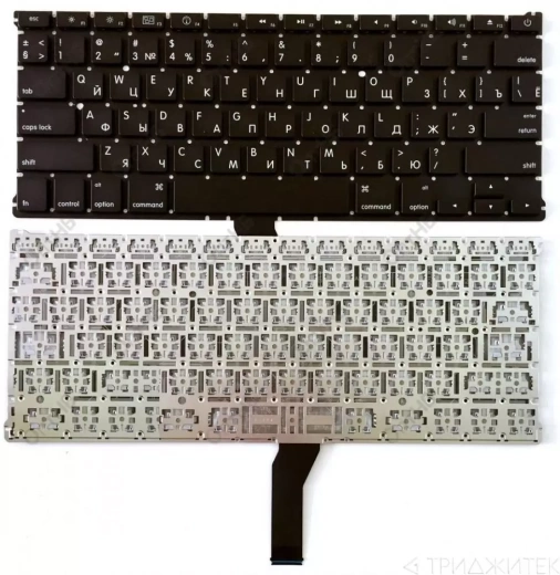 Клавиатура для ноутбука Apple MacBook A1369, A1466 чёрная, плоский Enter