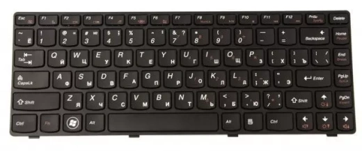 Клавиатура для Lenovo Z380, RU, Black frame/Black key