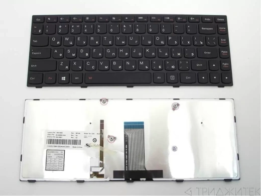 Клавиатура для ноутбука Lenovo IdeaPad Flex 2-14, G40-30, G40-70, черная, рамка, черная, с подсветкой