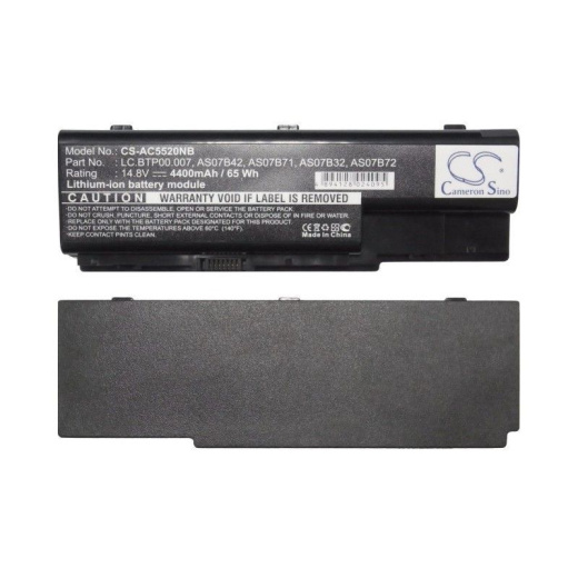 Аккумулятор CameronSino CS-AC5520NB для ноутбука Gateway NV78, 14.8В, 4400 мАч, 65.12 Вт, Li-ion, черный