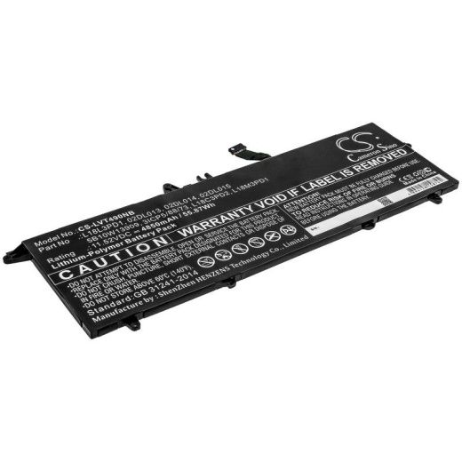 Аккумулятор CameronSino CS-LVT490NB для ноутбука Lenovo T490s 20NX001FCD, 11.52В, 4850 мАч, 55.87 Вт, Li-Polymer, черный