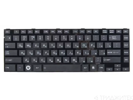Клавиатура для ноутбука Toshiba Satellite L800, L830, C840, C840D, C845, C845D, L830, L835, L840, L840D, L845, L845D, M840, M845, P840, P840T, P845, P845T, черная с рамкой, горизонтальный Enter