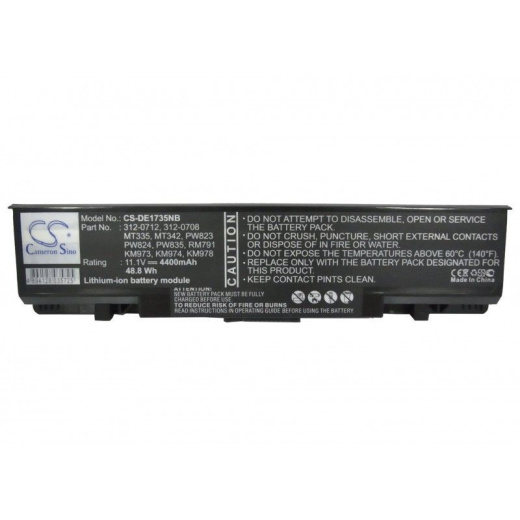 Аккумулятор CameronSino CS-DE1735NB для ноутбука Dell Studio 1735, Studio 1736, Studio 1737, 11.1В, 4400 мАч, Li-ion, черный
