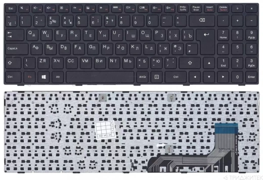 Клавиатура для ноутбука Lenovo Ideapad 100-15IBY, B50-10, B5010 чёрная, с рамкой