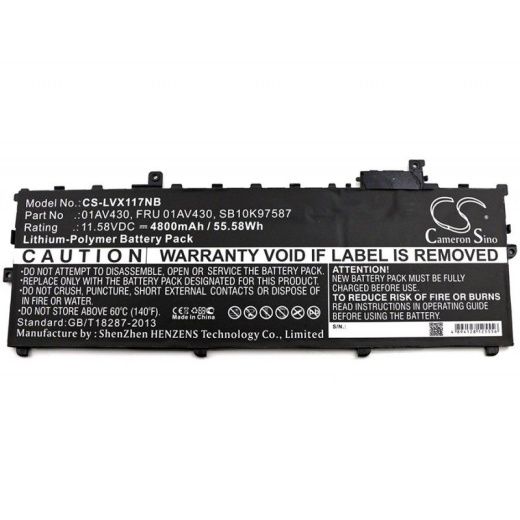 Аккумулятор CameronSino CS-LVX117NB для ноутбука Lenovo ThinkPad X1 Carbon 2017, 11.58В, 4800 мАч, 55.58 Вт, Li-Polymer, черный