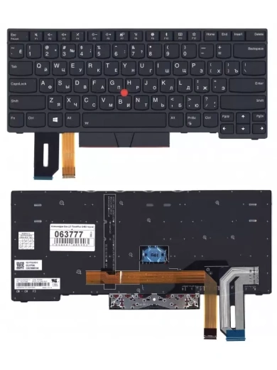 Клавиатура для ноутбука Lenovo ThinkPad Edge E480, L480, T480S, T490, T495, L380, L390, L480 черная с подсветкой