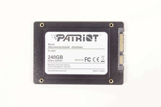 Твердотельный накопитель SSD 2.5" Patriot 240GB Burst Elite <PBE240GS25SSDR> (SATA3, up to 450/320Mbs, 160TBW, 7mm)