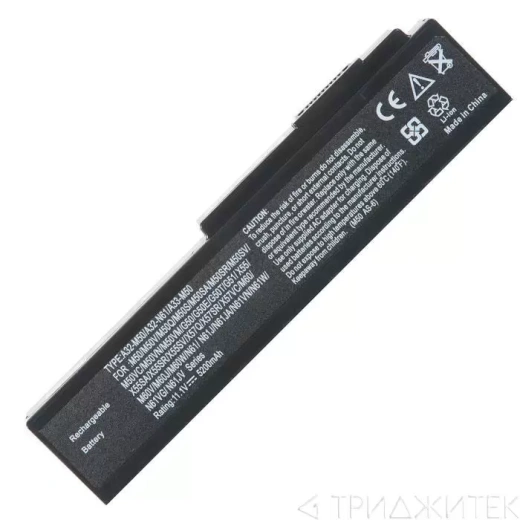 Аккумулятор для ноутбука Asus M50, M60, M70, G50, G51, G60, VX5, L50, M51, X55, Pro56, Pro72, N61, X64, 11.1 В, 5200 мАч