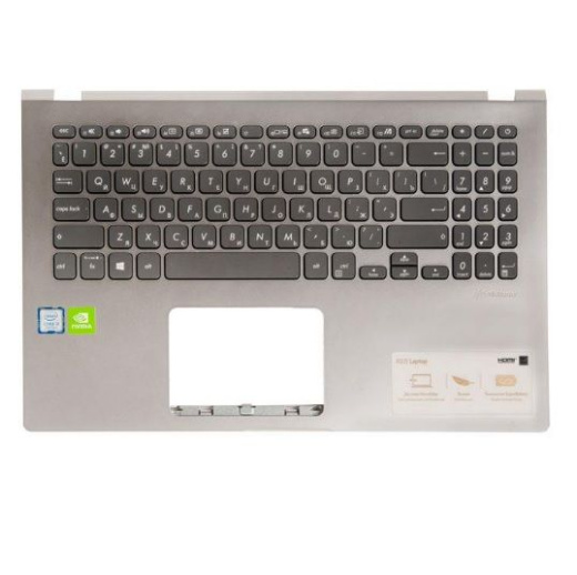 Клавиатура для ноутбука Asus X509 с топкейсом, серебристая, с разбора