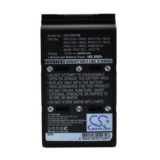 Аккумулятор CameronSino CS-TO5100 для ноутбука Toshiba Portege A100, Satellite 5000, 10.8В, 4400 мАч, Li-ion, черный
