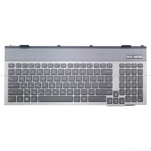 Клавиатура для ноутбука Asus G55, G55V, G55VW, G57, G57V, G57VW чёрная, с серой рамкой, с подсветкой