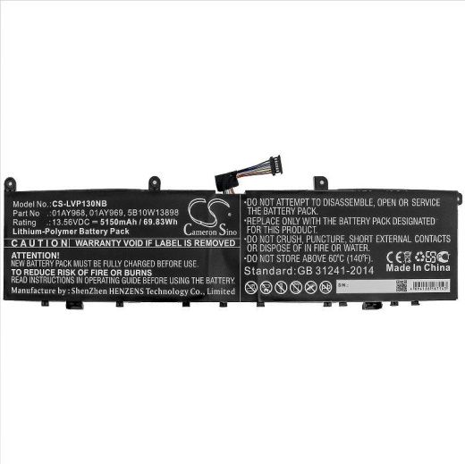 Аккумулятор CameronSino CS-LVP130NB для ноутбука Lenovo ThinkPad P1, 13.56В, 5150 мАч, 69.83 Вт, Li-Polymer, черный
