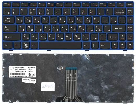 Клавиатура для ноутбука Lenovo Z370, Z470, RU, Blue frame, key Series
