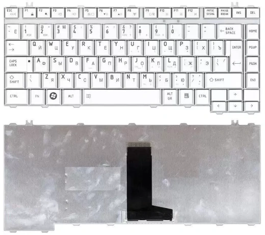 Клавиатура для ноутбука Toshiba Satellite A200, A210, A300, M300, L300, M500, M505 серебристая