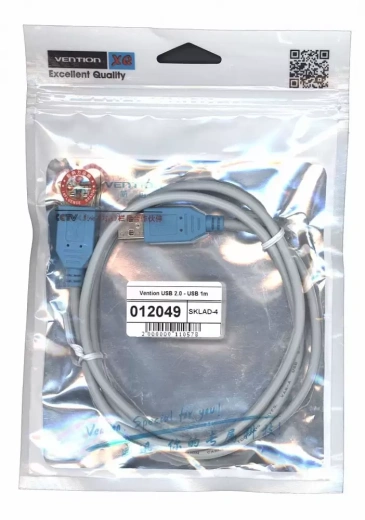 Дата-кабель Vention USB 2,0 - USB, 1 метр, серый, круглый