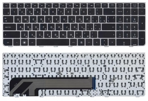 Клавиатура для ноутбука HP Probook 4535S, 4530S, 4730S черная c серой рамкой