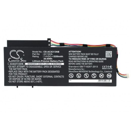 Аккумулятор CameronSino CS-ACX313NB для ноутбука Acer Aspire P3-131, 7.4В, 5250 мАч, 38.85 Вт, Li-Polymer, черный