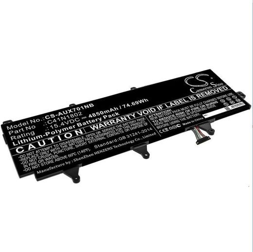 Аккумулятор CameronSino CS-AUX701NB для ноутбука Asus GX701G, GX701GV-EV016T, 15.4В, 4850 мАч, 74.69 Вт, Li-Polymer, черный