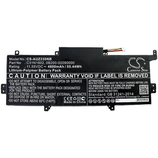 Аккумулятор CameronSino CS-AUZ330NB для ноутбука Asus UX330UA, UX330UA-1A, UX330UA-1B, 11.55В, 4800 мАч, 55.44 Вт, Li-Polymer, черный