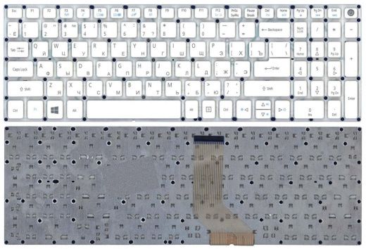 Клавиатура для ноутбука Acer Aspire E5-573, Nitro VN7-572G, VN7-592G белая