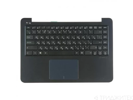 Клавиатура для ноутбука Asus E402MA-2B с топкейсом, темно-синяя панель, черные кнопки, с тачпадом