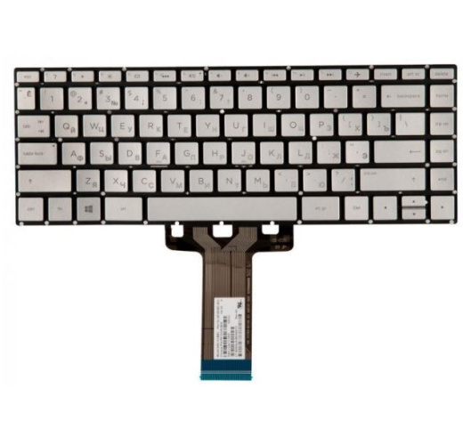 Клавиатура для ноутбука HP 14-DK, 14-BA, 14T-BA, 14M-BA, 14-BS, 14T-BS, 14-BW, 14Z-BW, 14-BP, 14-MA, 14-CF, HP 240 G6, 245 G6, 246 G6, Pavilion 14-bf000, 14-bk000 серебристая с подсветкой