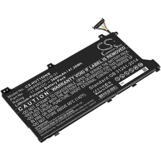 Аккумулятор CameronSino CS-HUT150NB для ноутбука Huawei HLY-19R, KPL-WOOB, Magicbook 14, 11.46В, 3600 мАч, 41.26 Вт, Li-ion, черный