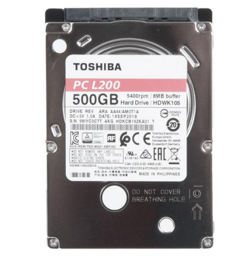 Жесткий диск 500 Гб Toshiba , 2,5", 5400 Об/мин, SATA III