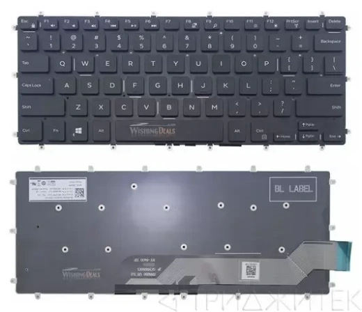 Клавиатура для ноутбука Dell Inspiron 13 5368, 5378, 7368, 7378, 7460, 7466, 7467, 7560, Latitude 3379, 3490, Vostro 14 5468, черная без рамки, гор. Enter