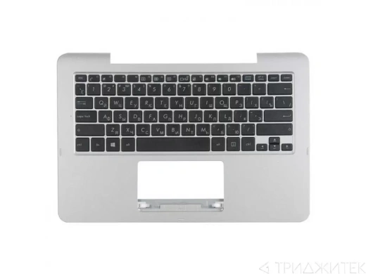 Клавиатура для ноутбука Asus T300FA-1A с топкейсом, серебристая панель, черные кнопки