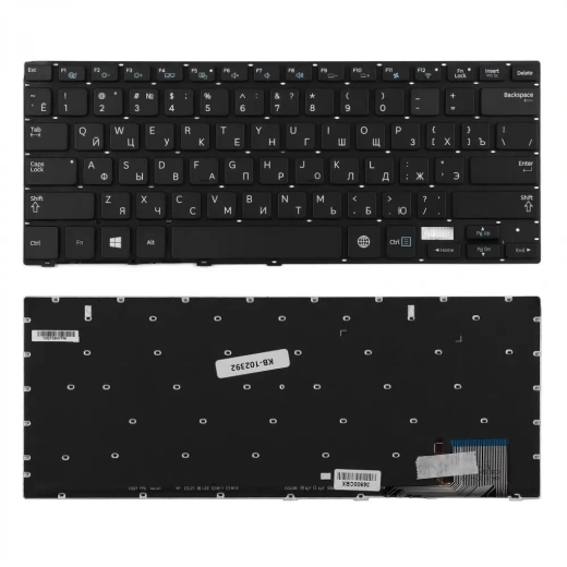 Клавиатура для ноутбука Samsung 730U3E, 740U3E, NP740U3E, NP730U3E Series, чёрная, без рамки, плоский Enter