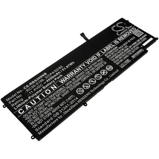 Аккумулятор CameronSino CS-RBS200NB для ноутбука Razer Blade Stealth 2016 RZ09-01962W, 11.4В, 4550 мАч, 51.87 Вт, Li-Polymer, черный