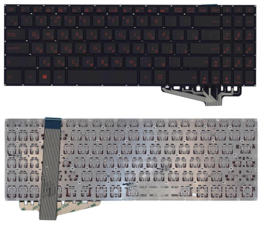 Клавиатура для ноутбука Asus FX570 черная с подсветкой