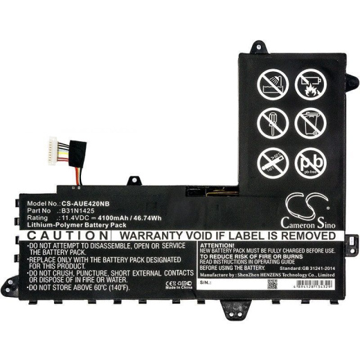 Аккумулятор CameronSino CS-AUE420NB для ноутбука Asus EeeBook E402MA, 11.4В, 4100 мАч, 46.74 Вт, Li-Polymer, черный