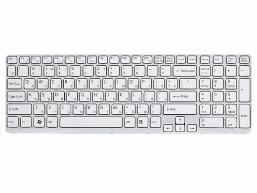 Клавиатура для ноутбука Sony Vaio SVE1711, SVE1711Z1R, SVE1711V1R, SVE1711S9R, SVE1711T1R, SVE1711Q1R, SVE1711G1R, SVE1711G1RW, SVE1711Q1RW, SVE171E11V, белая, вер. Enter