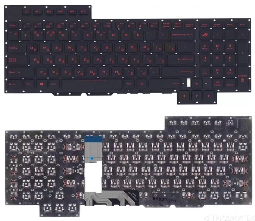 Клавиатура для ноутбука Asus GX700, GX700VO черная, красные кнопки