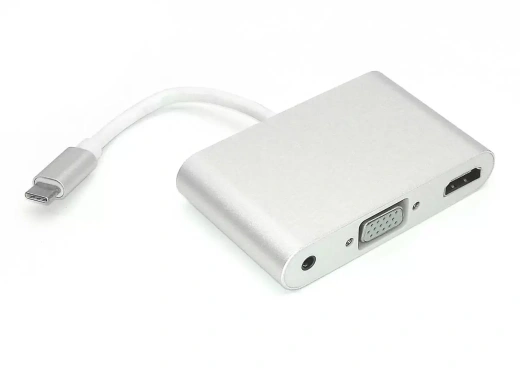 Адаптер Type-C на VGA, HDMI и раъём для наушников 3,5 мм серебристый