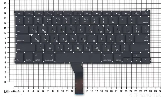 Клавиатура для ноутбука Apple MacBook A1369, A1466, черная, плоский Enter, с подсветкой